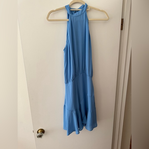 Asymmetrical Flare Halter Mini in Sky - Picture 2 of 4